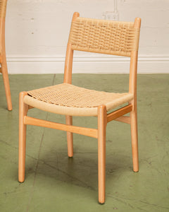 Blonde Woven and Wood Dining Chair