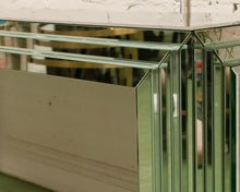 Load image into Gallery viewer, Midcentury Mirrored Glass Console Table with Mirrored Surface
