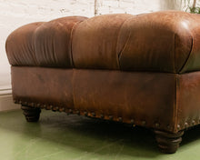 Load image into Gallery viewer, Leather Tufted Ottoman
