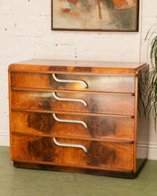 Load image into Gallery viewer, Circa 1930 The Widdicomb Furniture Art Deco Waterfall Edge Burled Walnut Chest of Drawers
