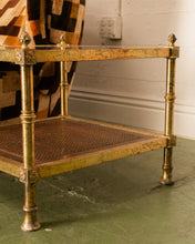 Load image into Gallery viewer, Pair of Maison Jansen Neoclassical Gilt Metal &amp; Wicker Side Tables
