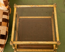 Load image into Gallery viewer, Pair of Maison Jansen Neoclassical Gilt Metal &amp; Wicker Side Tables
