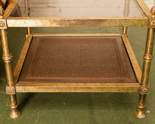 Load image into Gallery viewer, Pair of Maison Jansen Neoclassical Gilt Metal &amp; Wicker Side Tables
