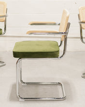 Load image into Gallery viewer, Chrome and Rattan Chair in Olive Green
