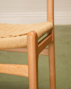 Blonde Woven and Wood Dining Chair