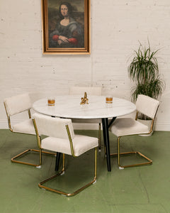 Cordoroy Chic Ivory and Brass Chair