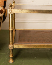 Load image into Gallery viewer, Pair of Maison Jansen Neoclassical Gilt Metal &amp; Wicker Side Tables
