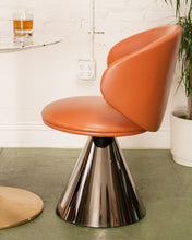 Load image into Gallery viewer, Brown Faux Leather Pedestal Chair
