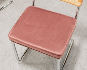 Dusty Rose Rattan and Chrome Chair