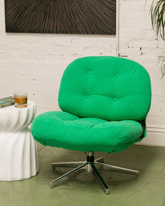 Green Corduroy Low Profile Swivel Chair