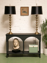 Load image into Gallery viewer, Brass Spindle Lamp with Black Shade
