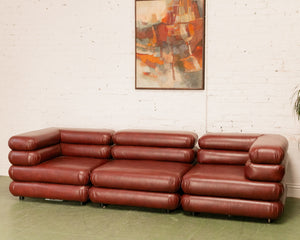 Elodie 4 Piece Modular Sectional in Brown Leather