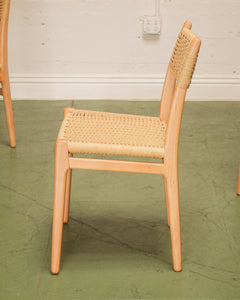 Blonde Woven and Wood Dining Chair