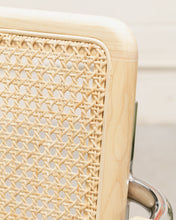 Load image into Gallery viewer, Chrome and Rattan Chair in Olive Green
