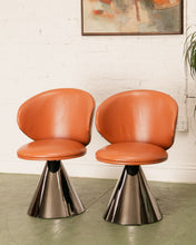 Load image into Gallery viewer, Brown Faux Leather Pedestal Chair
