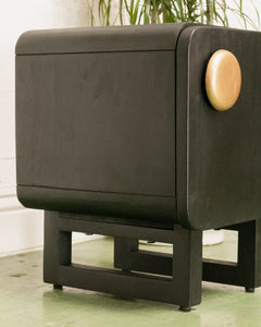 Black Nightstand with Round Pull