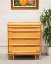 Load image into Gallery viewer, Blond Wood Sleek Sculptural Dresser Highboy
