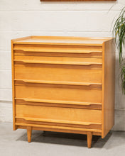 Load image into Gallery viewer, Blond Wood Sleek Sculptural Dresser Highboy
