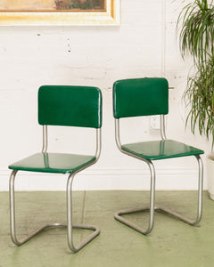 Retro Kelly Green Tubular Chrome Chair