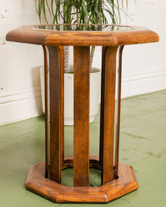 70’s Oak Hexagon End Table