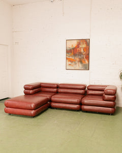 Elodie 4 Piece Modular Sectional in Brown Leather