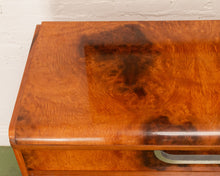 Load image into Gallery viewer, Circa 1930 The Widdicomb Furniture Art Deco Waterfall Edge Burled Walnut Chest of Drawers
