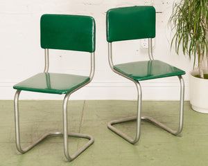 Retro Kelly Green Tubular Chrome Chair