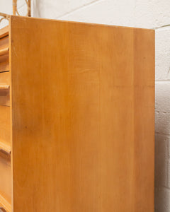 Blond Wood Sleek Sculptural Dresser Highboy