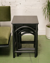 Load image into Gallery viewer, Set of 3 Black Bamboo Nesting Tables
