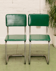 Retro Kelly Green Tubular Chrome Chair