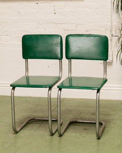 Retro Kelly Green Tubular Chrome Chair