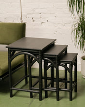 Load image into Gallery viewer, Set of 3 Black Bamboo Nesting Tables
