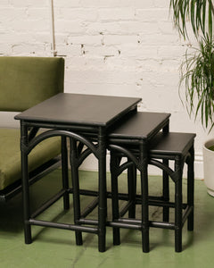 Set of 3 Black Bamboo Nesting Tables