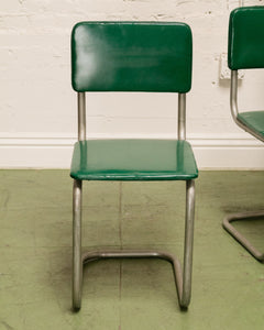 Retro Kelly Green Tubular Chrome Chair