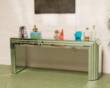 Load image into Gallery viewer, Midcentury Mirrored Glass Console Table with Mirrored Surface
