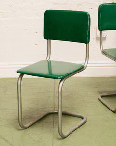 Retro Kelly Green Tubular Chrome Chair