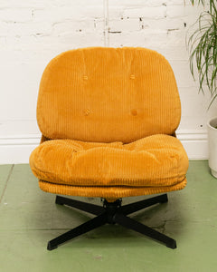 Mustard Corduroy Low Profile Swivel Chair