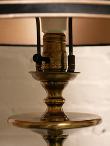 Brass Spindle Lamp with Black Shade