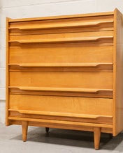 Load image into Gallery viewer, Blond Wood Sleek Sculptural Dresser Highboy
