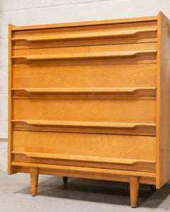 Blond Wood Sleek Sculptural Dresser Highboy