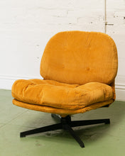 Load image into Gallery viewer, Mustard Corduroy Low Profile Swivel Chair
