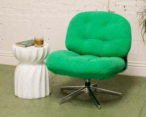 Green Corduroy Low Profile Swivel Chair