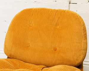 Mustard Corduroy Low Profile Swivel Chair