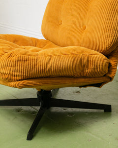 Mustard Corduroy Low Profile Swivel Chair