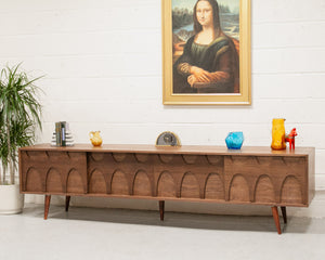 Four Panel Low Profile Scandinavian Credenza