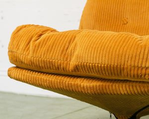 Mustard Corduroy Low Profile Swivel Chair