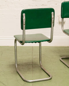 Retro Kelly Green Tubular Chrome Chair