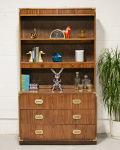 Wide Large Vintage Campaign Shelf Hutch