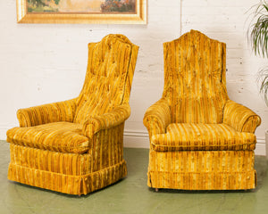 Vintage Yellow Striped Lounge Chair