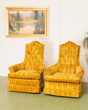 Load image into Gallery viewer, Vintage Yellow Striped Lounge Chair
